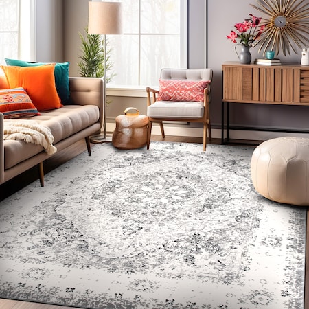 World Rug Gallery Traditional Medallion Area Rug 9' x12' Gray MON830GRAY9X12